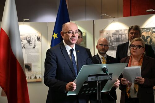 Otwarcie wystawy IPN „Śmierć za człowieczeństwo. Rodzina Ulmów” w Parlamencie Europejskim – 16 stycznia 2024. Fot. EKR